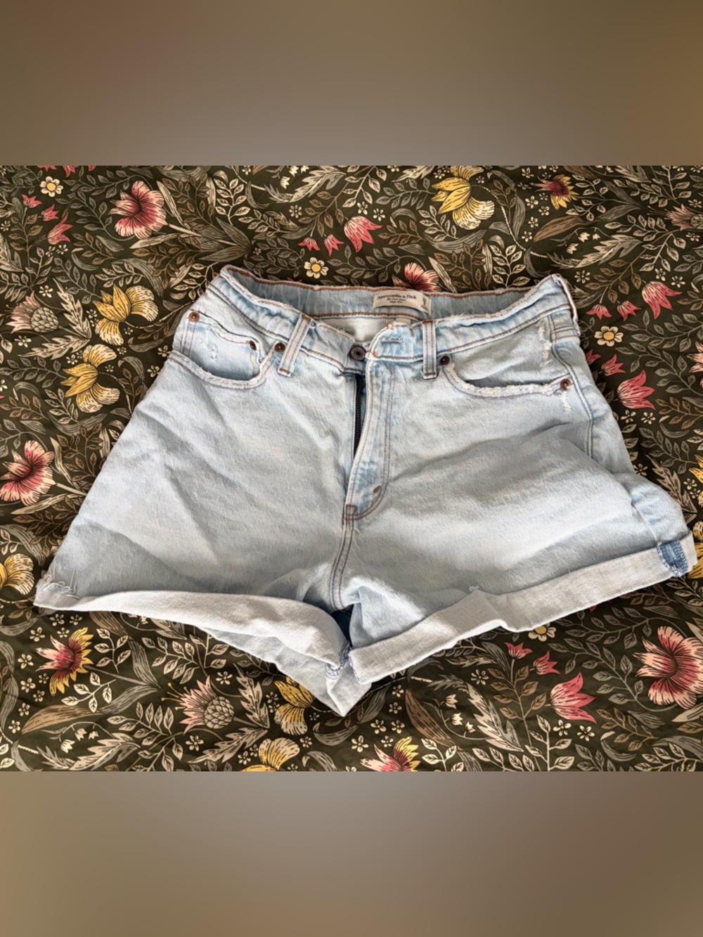 Abercrombie and Fitch Light Blue Denim High-Rise Dad Shorts